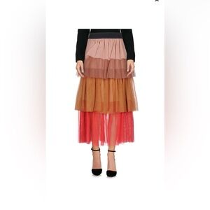 Layered High-Low Skirt in Pink and Brown